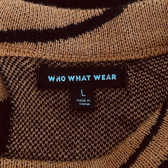 Who What Wear Knit Tiger Pattern Sweater Dress, Brown - Picture 7 of 10